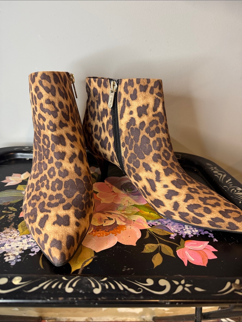 Circus by Sam Edelman Leopard Print Pointed Ankle Boots - Brown/Tan